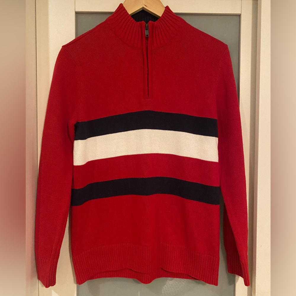 Tommy Hilfiger Big Kids’ John Quarter Zip Sweater size L